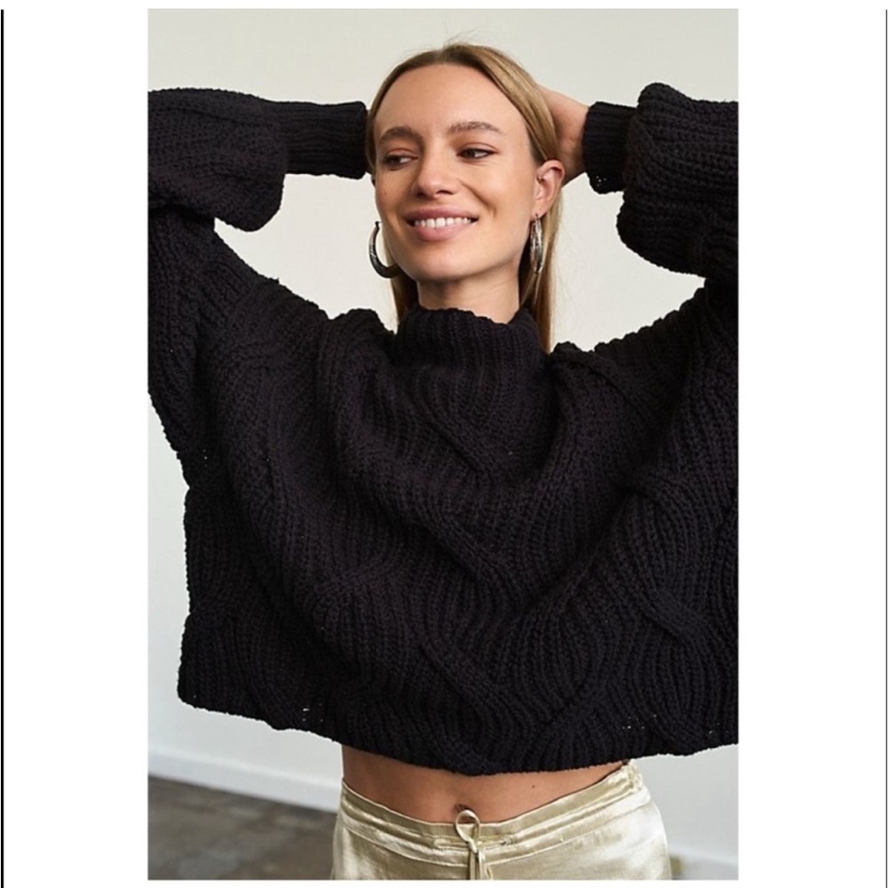 Free People seasons change sweater XS black cropped sweater